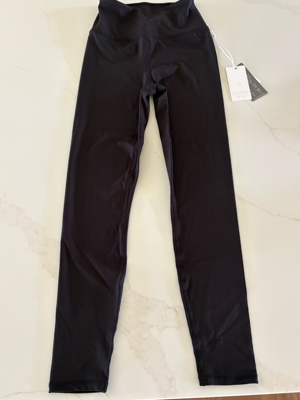 Z Supply Black Ribbed High-Waist Leggings